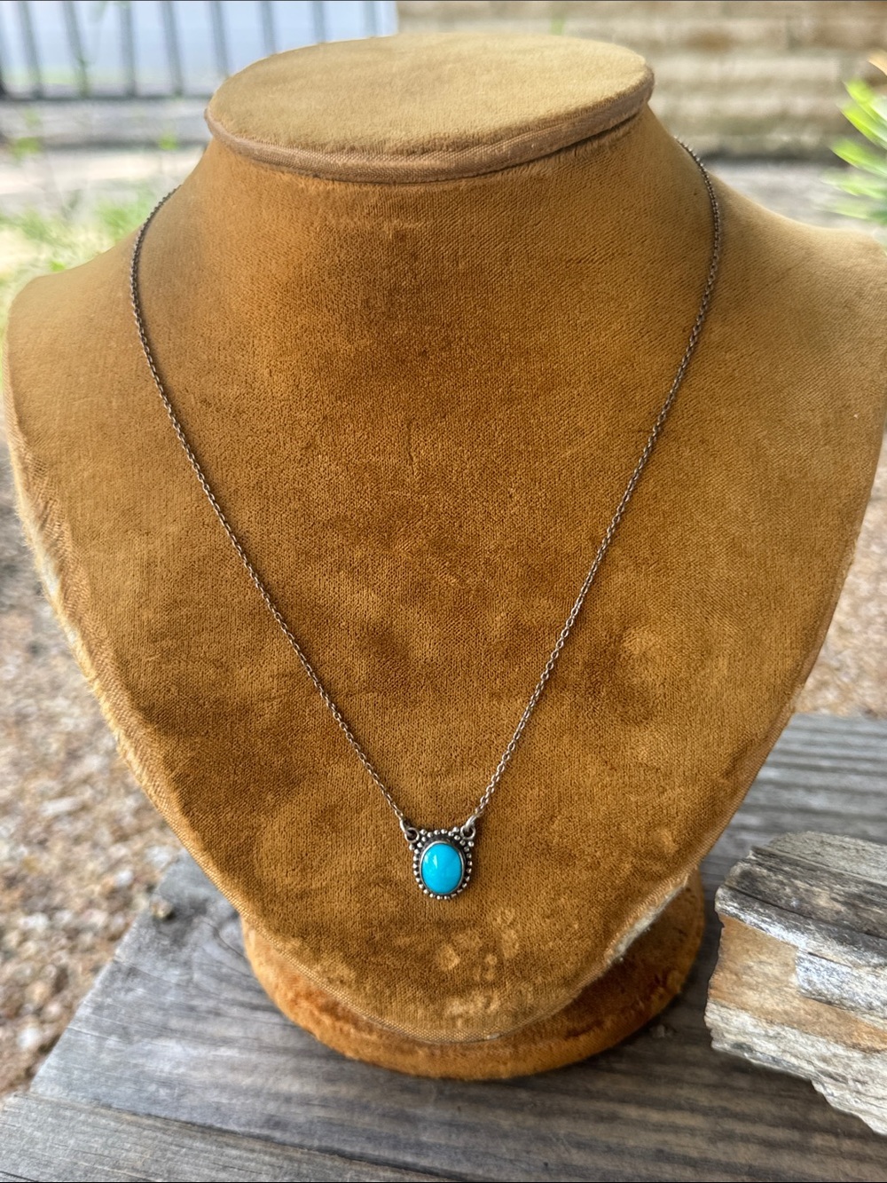Sterling Silver Necklace with Turquoise